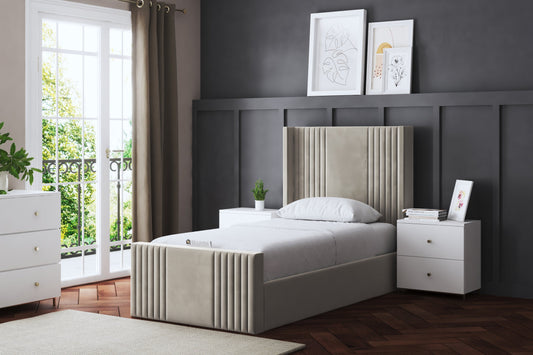 ELARA WINGED PANEL BED WITH OTTOMAN GAS LIFT BASE