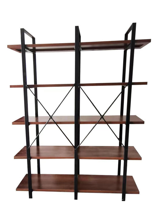 DS Living Black Metal Double X Frame 5 Shelf Bookcase