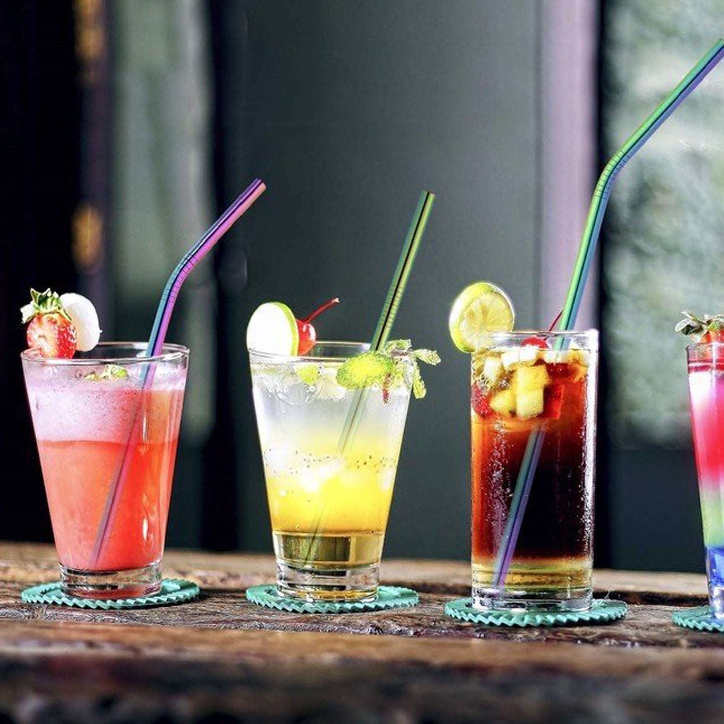 Quench Rainbow Stainless Steel Eco-Friendly Reusable Drinking Straws