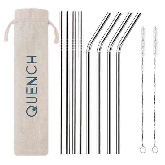 Quench Silver Stainless Steel Eco-Friendly Reusable Drinking Straws