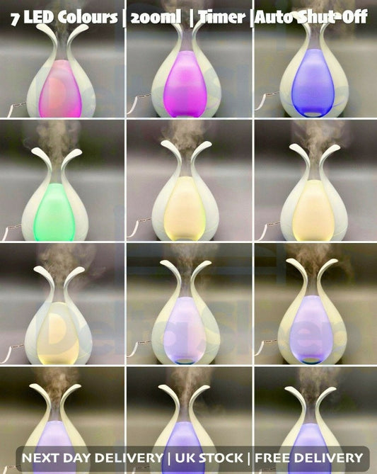 DS Living Electric LED Light Up Oil Aroma Purifier Air Swan Diffuser