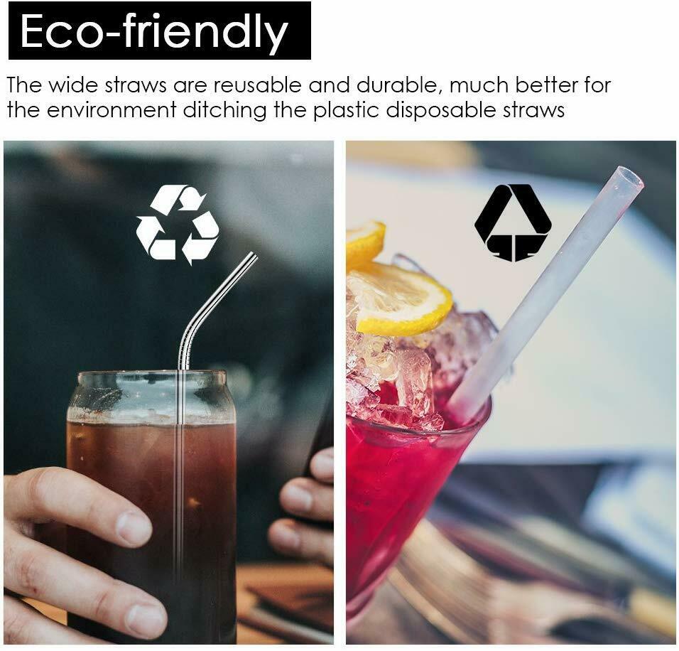 Rose Gold Set of 5 Stainless Steel Eco-Friendly Reusable Drinking Straws