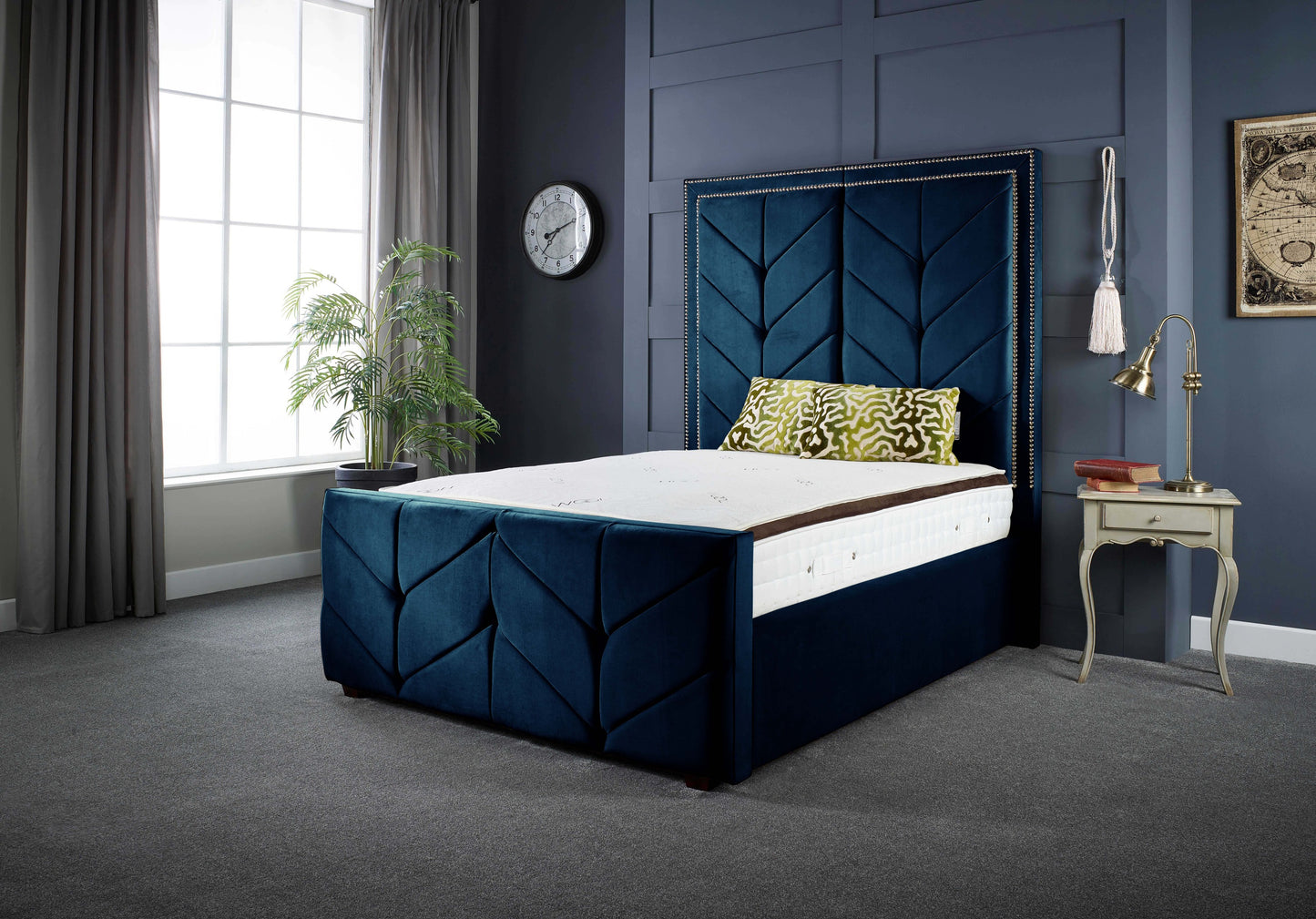Milly Chevron Upholstered Soft Touch Bed Frame