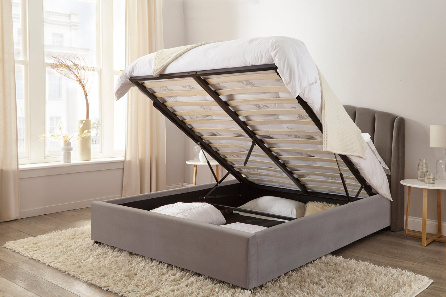 Aurelia Winged Upholstered Ottoman Bed Frame