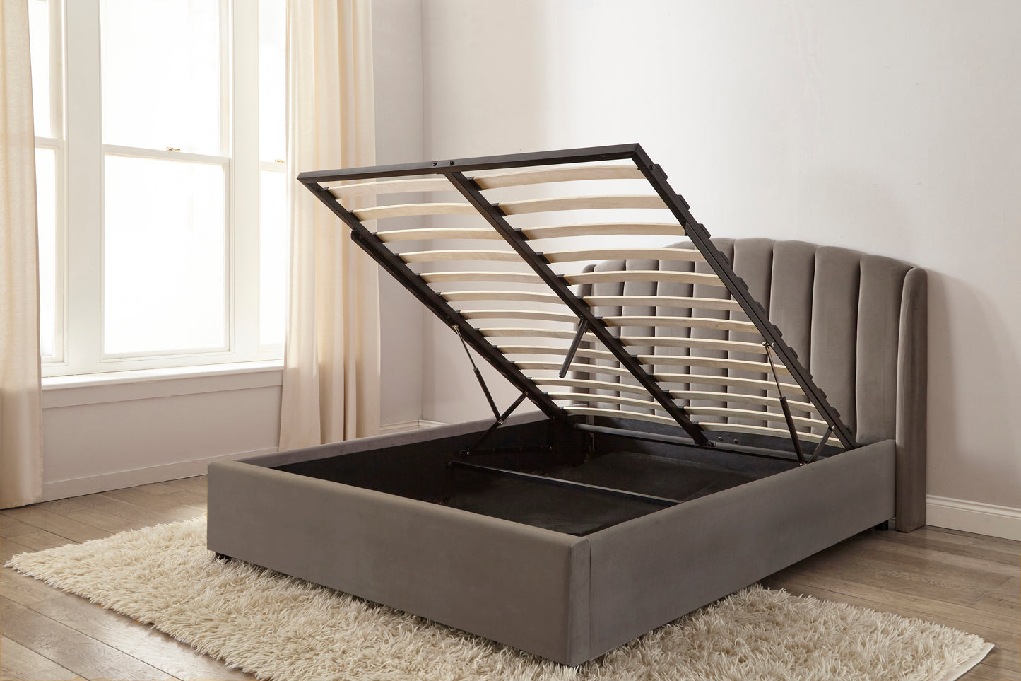 Aurelia Winged Upholstered Ottoman Bed Frame