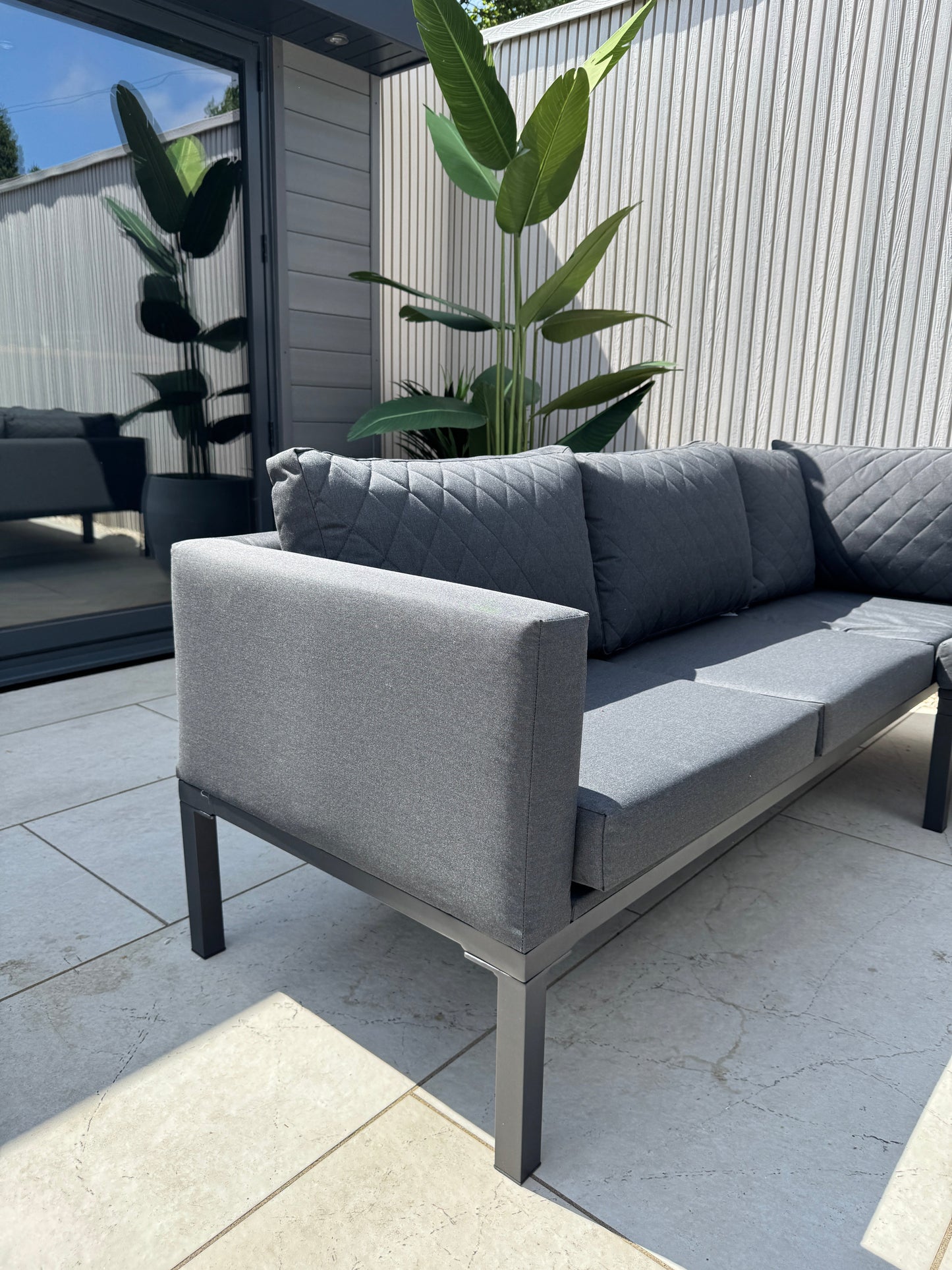 Aluminium Firepit Corner Sofa Garden Set