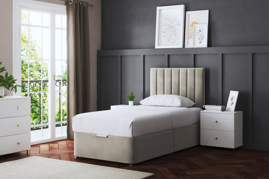 AMELIA UPHOLSTERED PANEL DIVAN BED WITH OPTIONAL DRAWERS