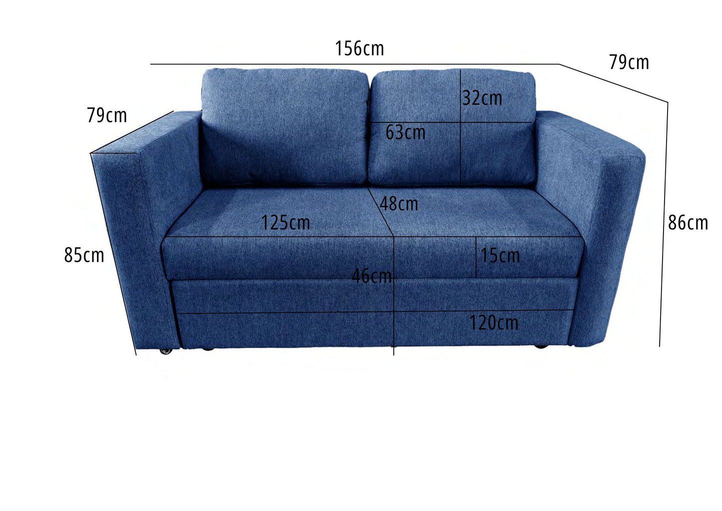 Brenta 2 Seater Slider Storage Sofa