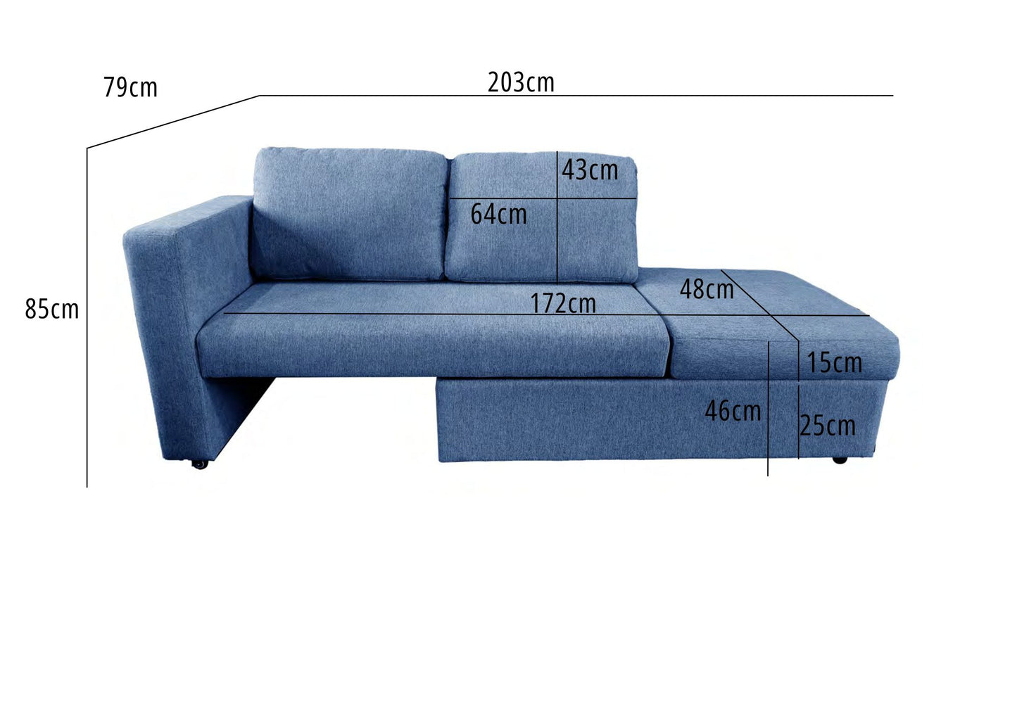 Brenta 2 Seater Slider Storage Sofa