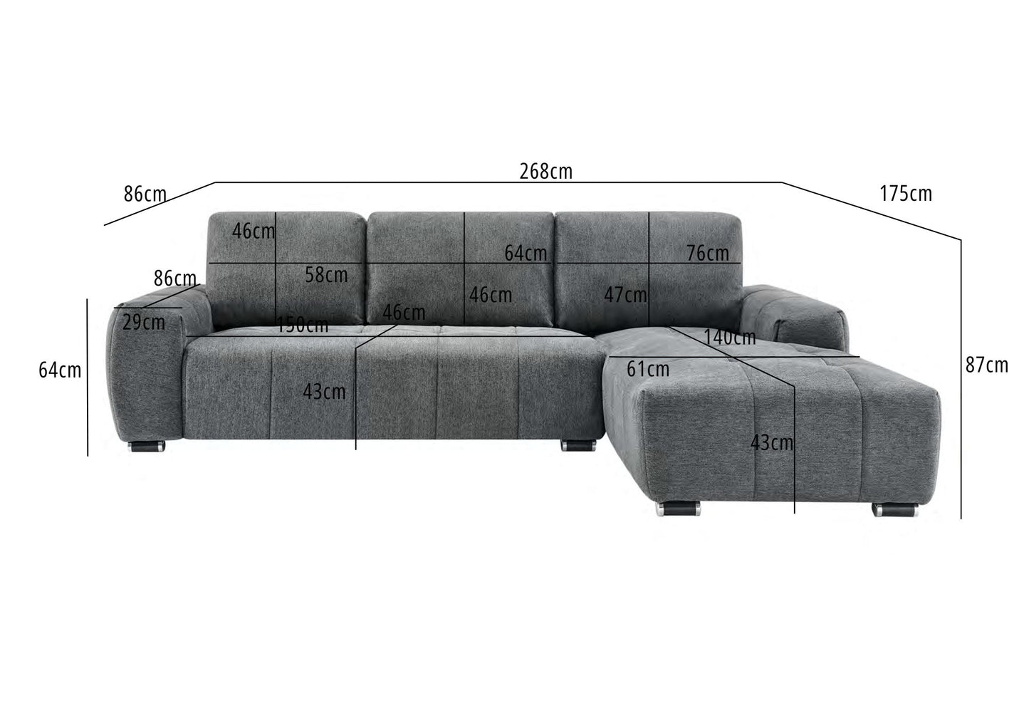 Capri 3 Seater Corner Sofa