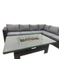 DS Living 8 Seater Corner Sofa Rising Dining Set with Fire pit