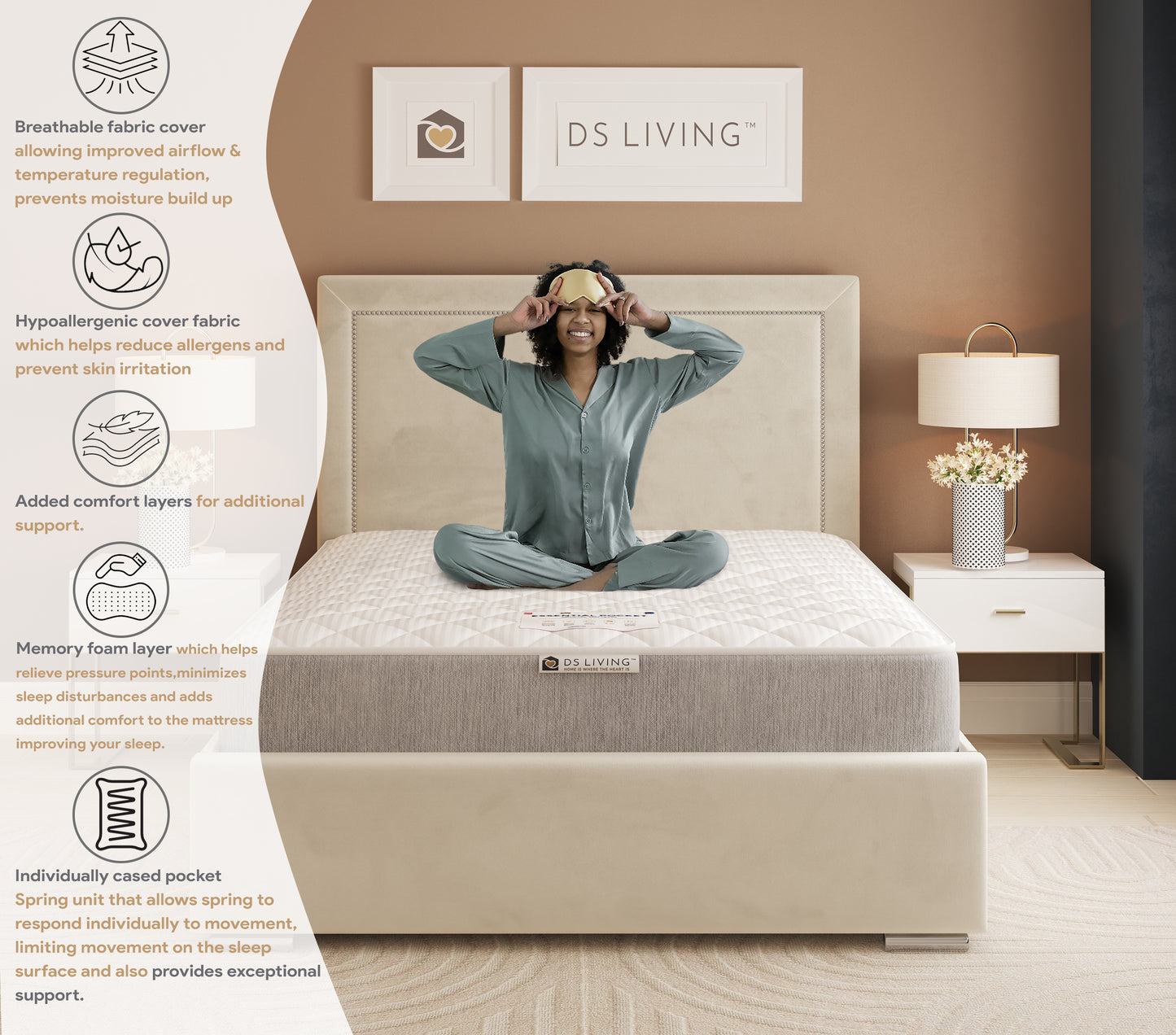 Contour Memory Foam 800 Pocket Sprung Hybrid Mattress- Essentials by DS Living