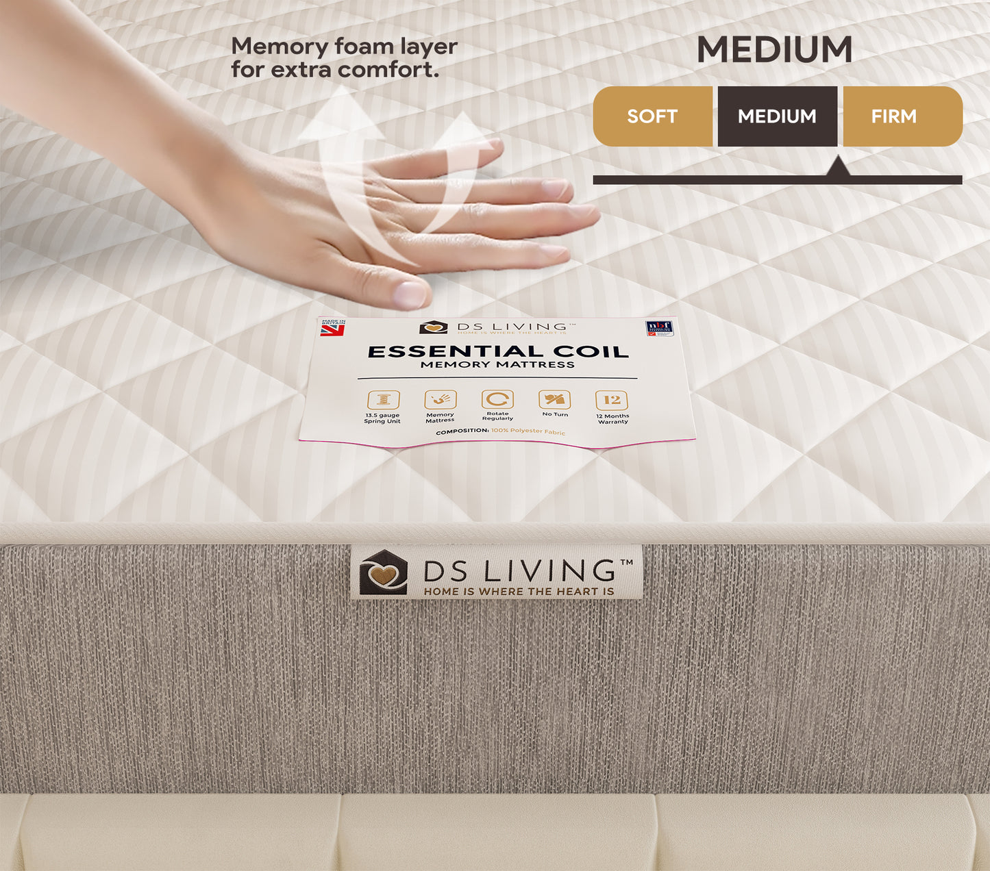 Haven 13.5 Bonnell Spring with Memory Foam Layers Mattress - Essentials by DS Living