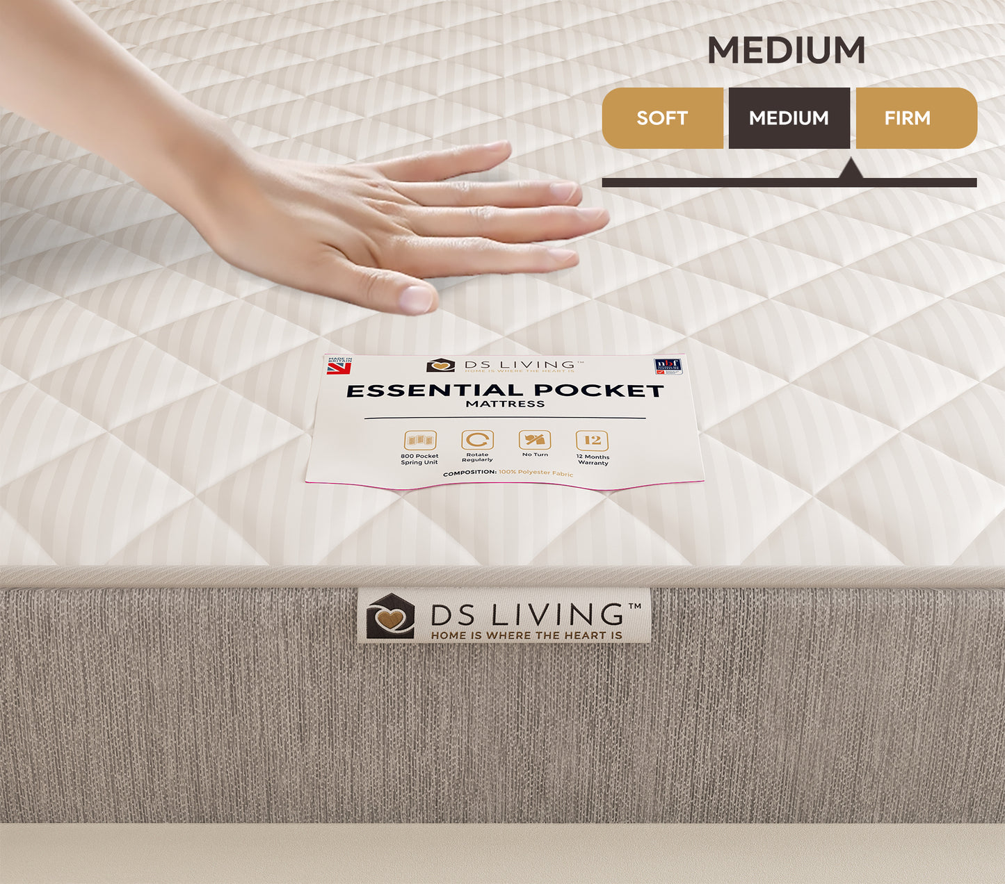 Luxe 800 Pocket Sprung Mattress with Comfort Layers- Essentials by DS Living
