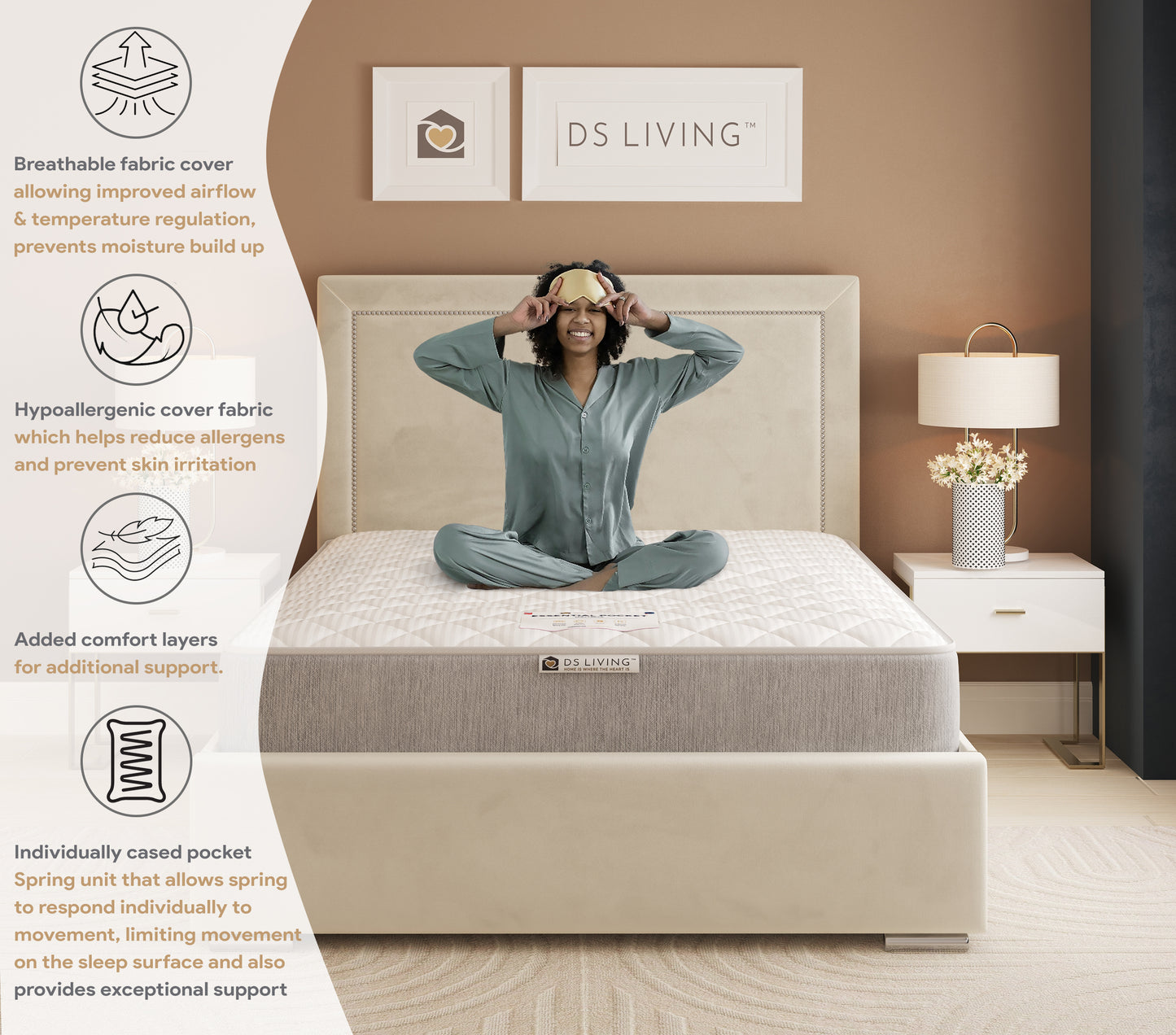 Luxe 800 Pocket Sprung Mattress with Comfort Layers- Essentials by DS Living