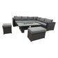 DS Living 8 Seater Corner Sofa Rising Dining Set with Fire pit