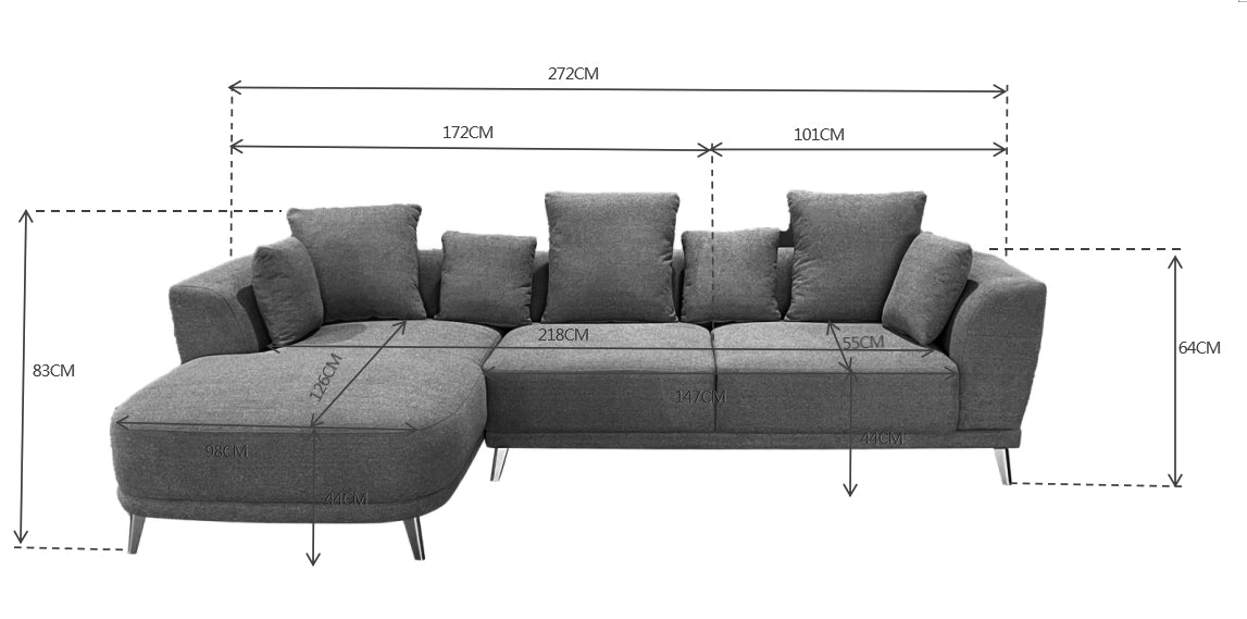 Nova 3 Seater Left Hand Corner Lounger Sofa