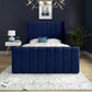 Oxford Panel Lined Upholstered Soft Velvet Bed