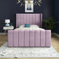 Oxford Panel Lined Upholstered Soft Velvet Bed