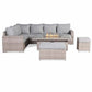 Corner Rattan Garden Dining Set with Rising Firepit Table