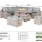 Corner Rattan Garden Dining Set with Rising Firepit Table