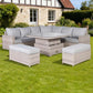 Corner Rattan Dining Set with Rising Table