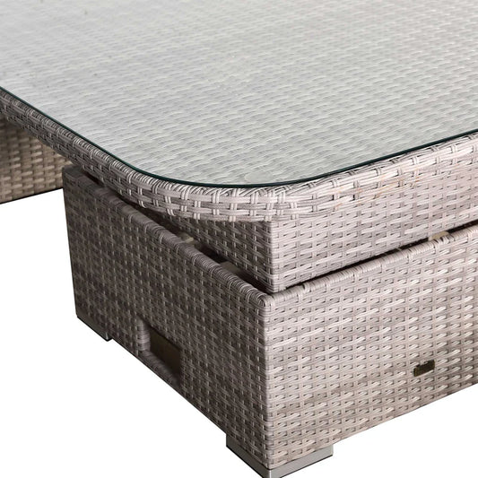 Corner Rattan Dining Set with Rising Table