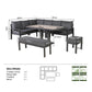 Corner Aluminium Dining Set with Rising Table