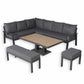 Corner Aluminium Dining Set with Rising Table