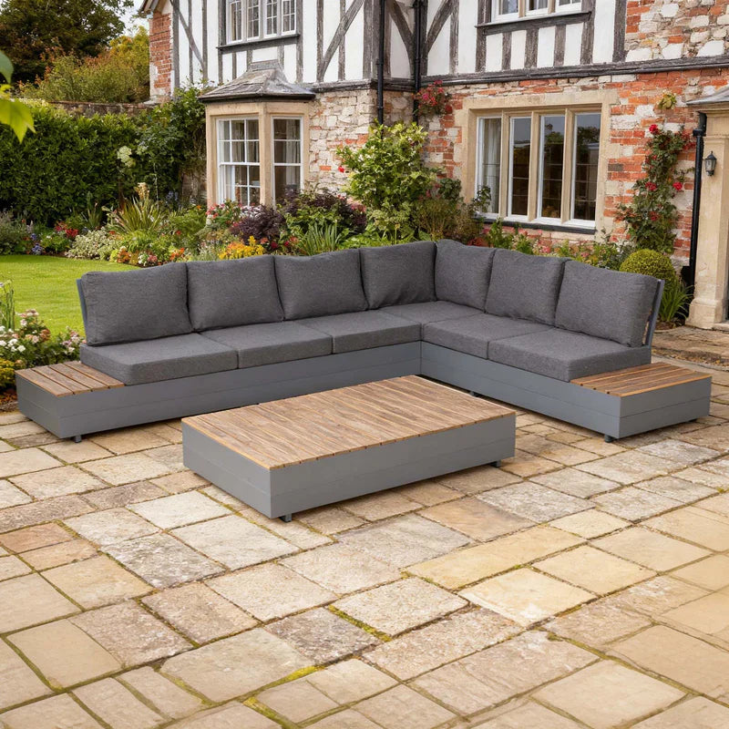 Corner Aluminium Garden Sofa Set with Coffee Table
