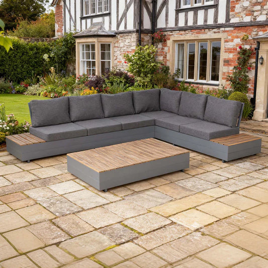 Corner Aluminium Garden Sofa Set with Coffee Table
