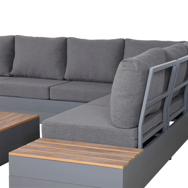 Corner Aluminium Garden Sofa Set with Coffee Table