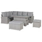 Left-Hand Corner Outdoor Garden Dining Set with Rising Table in Light Grey