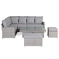 Left-Hand Corner Outdoor Garden Dining Set with Rising Table in Light Grey