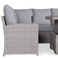 Left-Hand Corner Outdoor Garden Dining Set with Rising Table in Light Grey