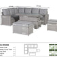 Left-Hand Corner Outdoor Garden Dining Set with Rising Table in Light Grey