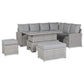 Right-Hand Corner Outdoor Garden Dining Set with Rising Table in Light Grey