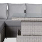 Right-Hand Corner Outdoor Garden Dining Set with Rising Table in Light Grey