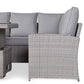 Right-Hand Corner Outdoor Garden Dining Set with Rising Table in Light Grey