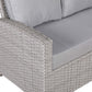 Right-Hand Corner Outdoor Garden Dining Set with Rising Table in Light Grey
