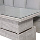 Right-Hand Corner Outdoor Garden Dining Set with Rising Table in Light Grey