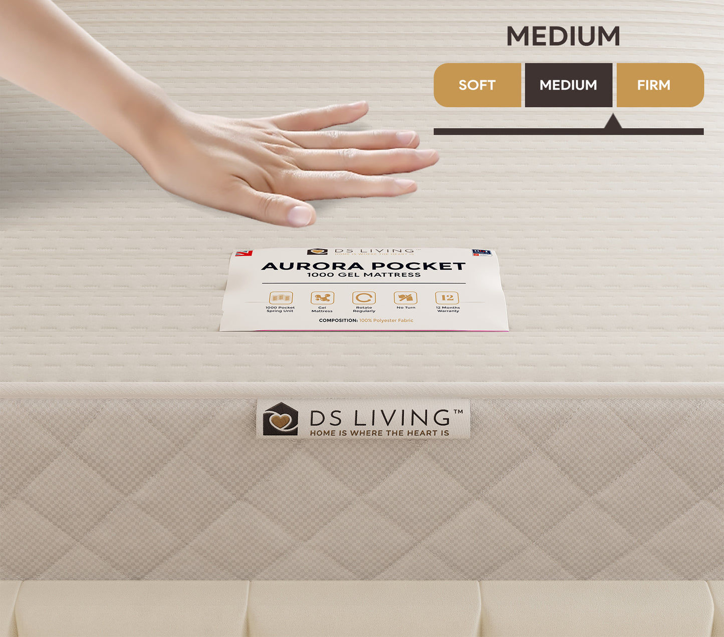 Sanctuary Gel Enhanced 1000 Pocket Sprung Hybrid Mattress - Aurora by DS Living