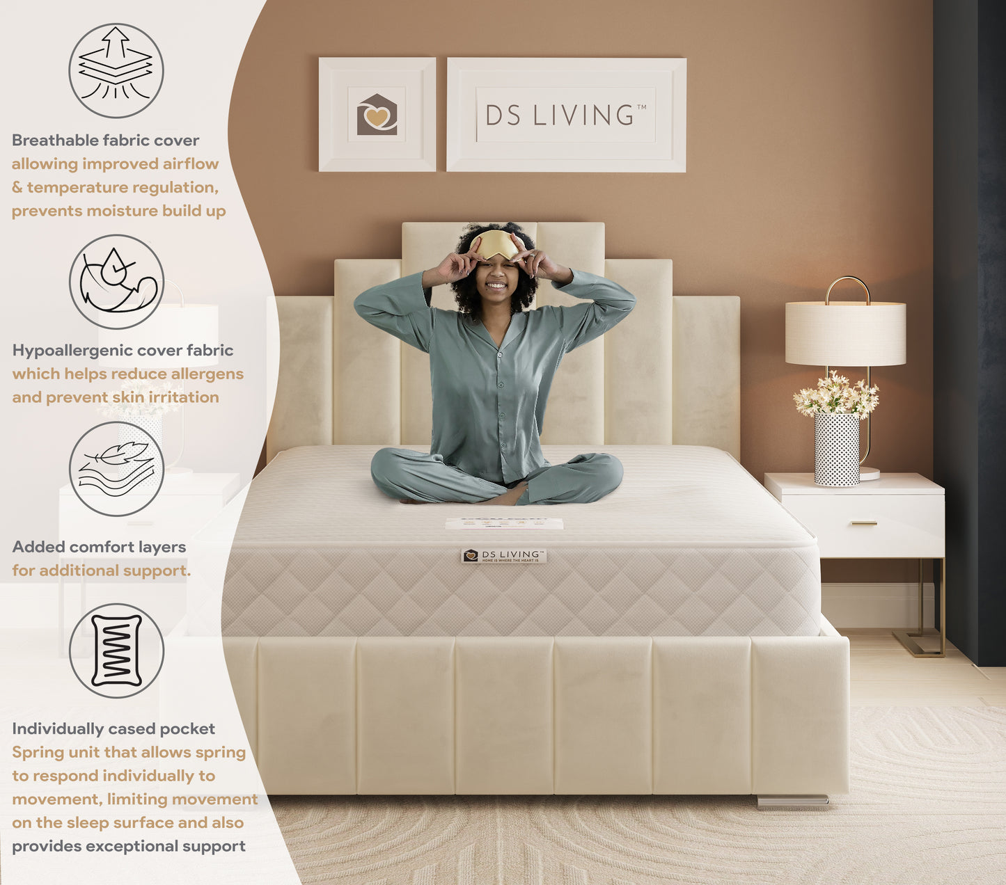 Sanctuary Gel Enhanced 1000 Pocket Sprung Hybrid Mattress - Aurora by DS Living