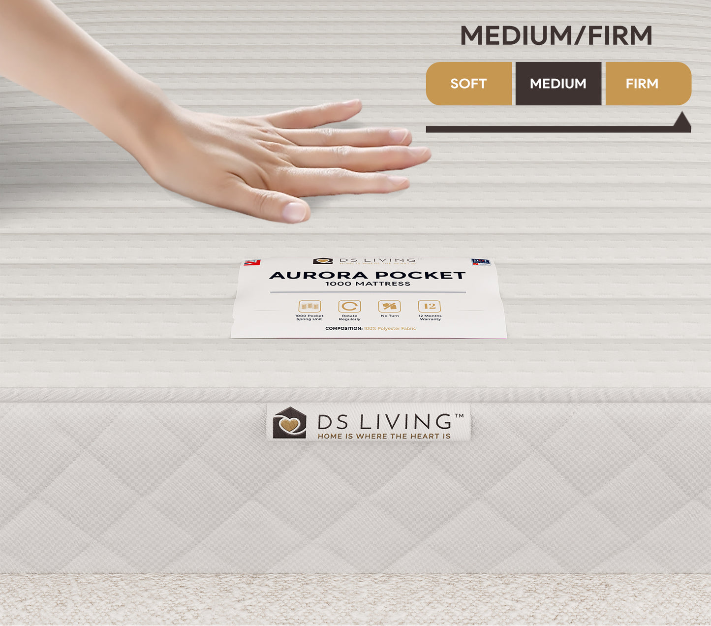Serenity 1000 Pocket Sprung Mattress with Comfort Layers- Aurora by DS Living
