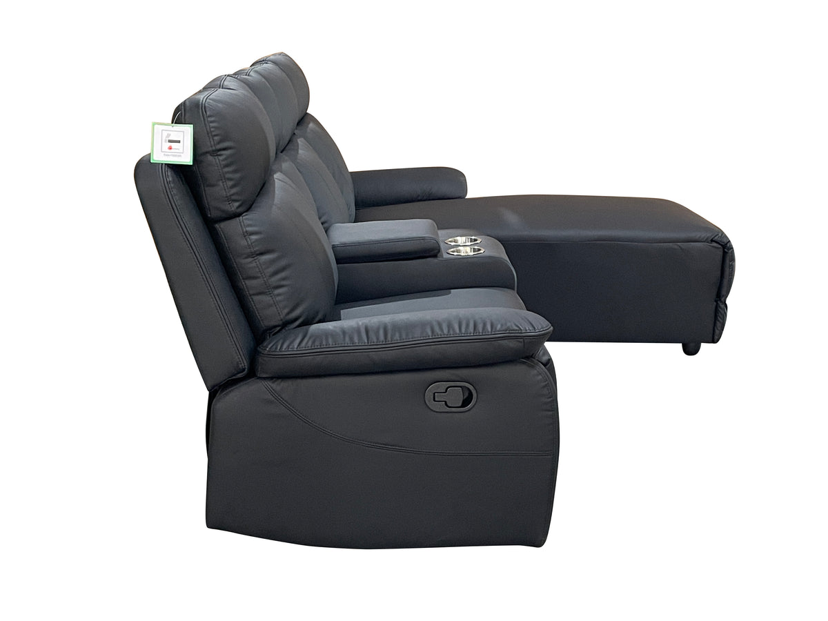 Sorento 3 Seater Leather Left Hand Corner Recliner Sofa