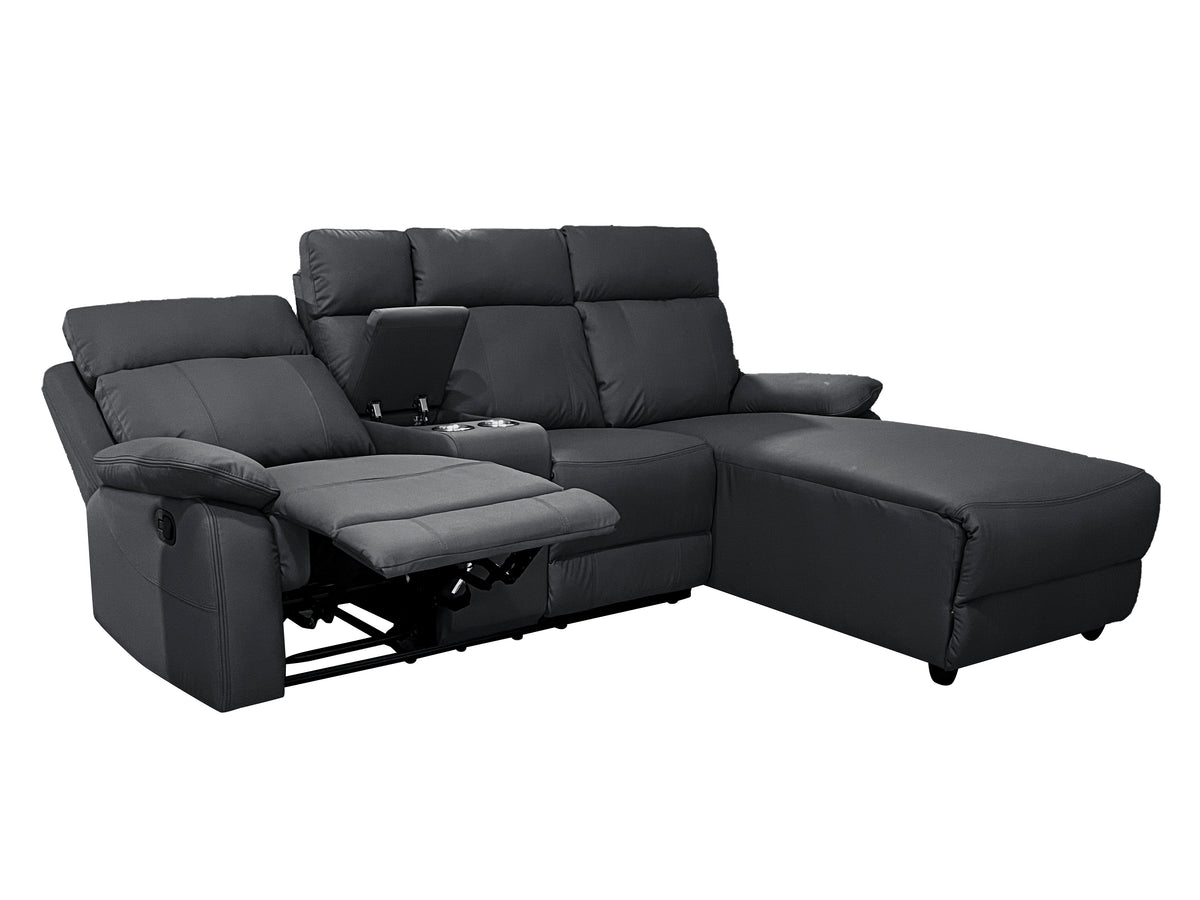 Sorento 3 Seater Leather Left Hand Corner Recliner Sofa