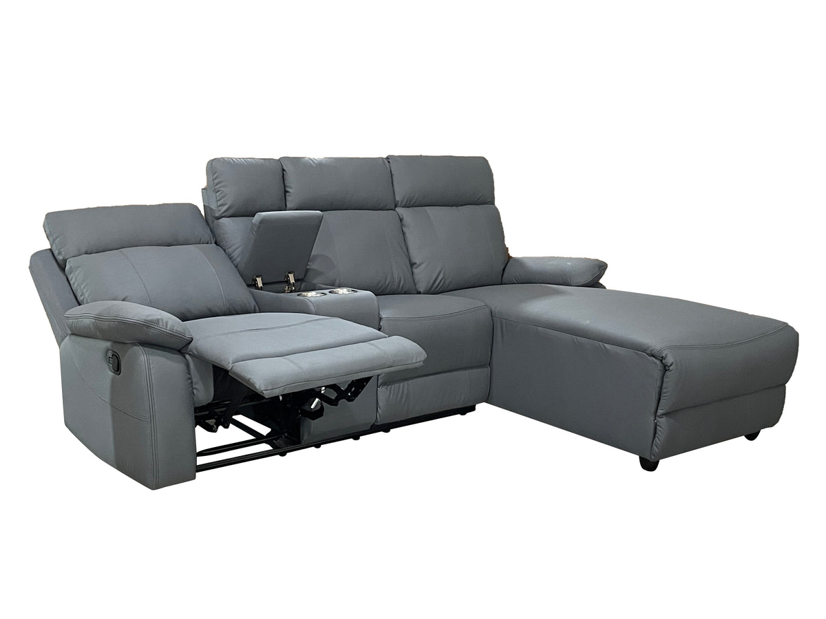 Sorento 3 Seater Leather Left Hand Corner Recliner Sofa