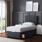 AMELIA UPHOLSTERED PANEL DIVAN BED WITH TWO DRAWERS AND OPTIONAL MATTRESS