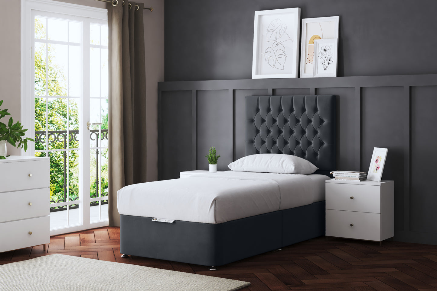 SERAPHINE CHESTERFIELD DIVAN BED WITH OPTIONAL MATTRESS