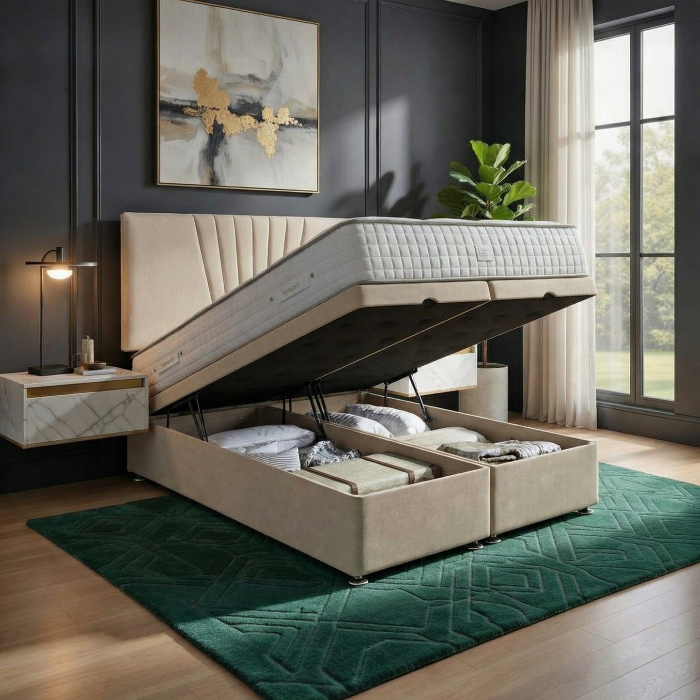 Vesper Divan Ottoman Gas Lift Storage Bed